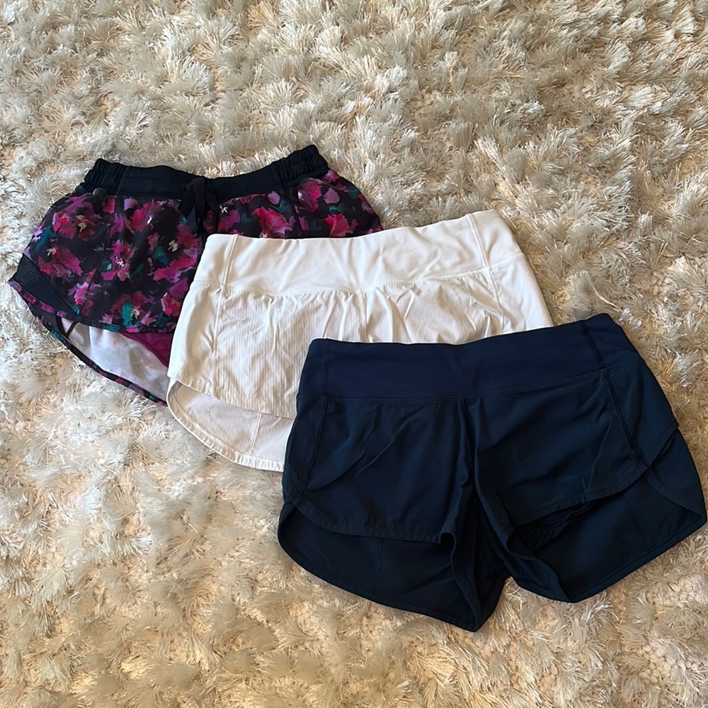 3 pack of lululemon shorts size 4